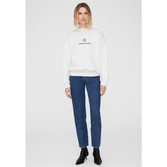 Anine Bing Jaci Sweatshirt Monogram, Ivory